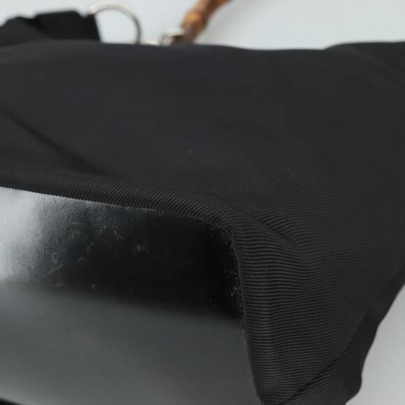 GUCCI Bamboo Hand Bag Nylon Black Silver 000 1434 000 1434 - Picture 10 of 16